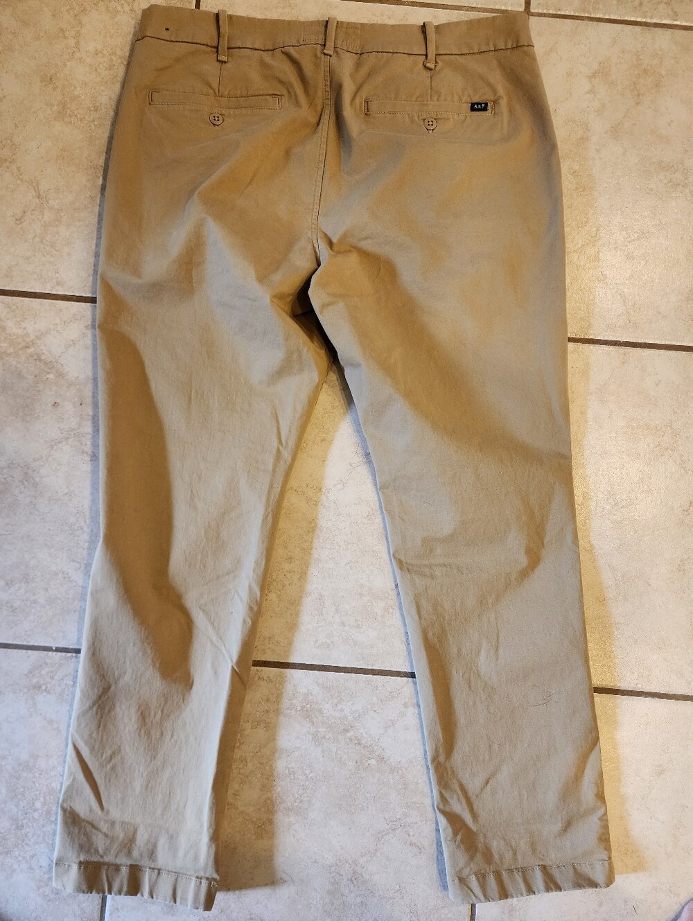 Abercrombie & Fitch Tan Skinny Stretch Straight Leg Khaki Chino Pants Flat 36x30